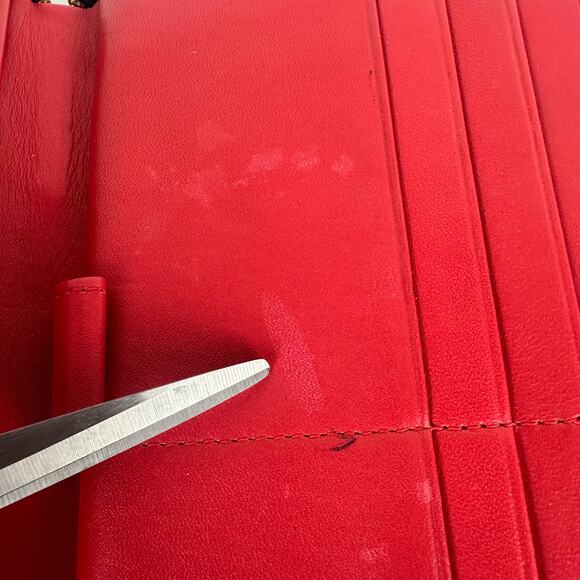 Halogen Womens Zip-Around Long Cash Card ID Organizer Patent Black/Red Wallet - Picture 5 of 6